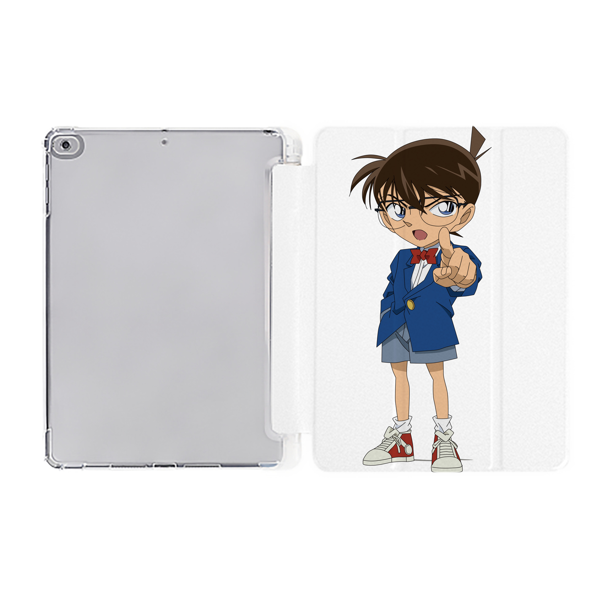 （画像用） 名探偵コナン 江戸川 コナン Detective Conan Conan Edogawa IPad ケース ペン収納付き 三つ折りスタンド PUレザー×シリコン 対応機種9.5/10.5/10.9インチ